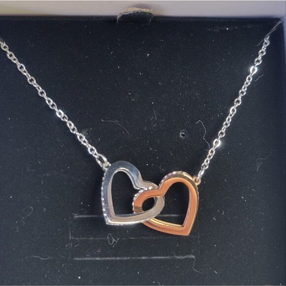 Interlock Heart To Heart Necklace New - Picture 3 of 9